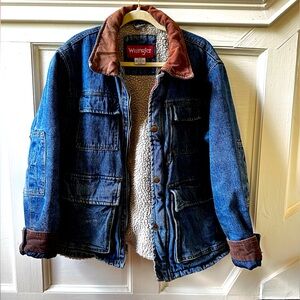 Vintage Wrangler Sherpa Lined Denim Jacket Size XL